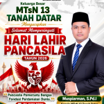 Keluarga Besar MTsN 13 Tanah Datar mengucapkan Selamat Hari Lahir Pancasila Tahun 2026